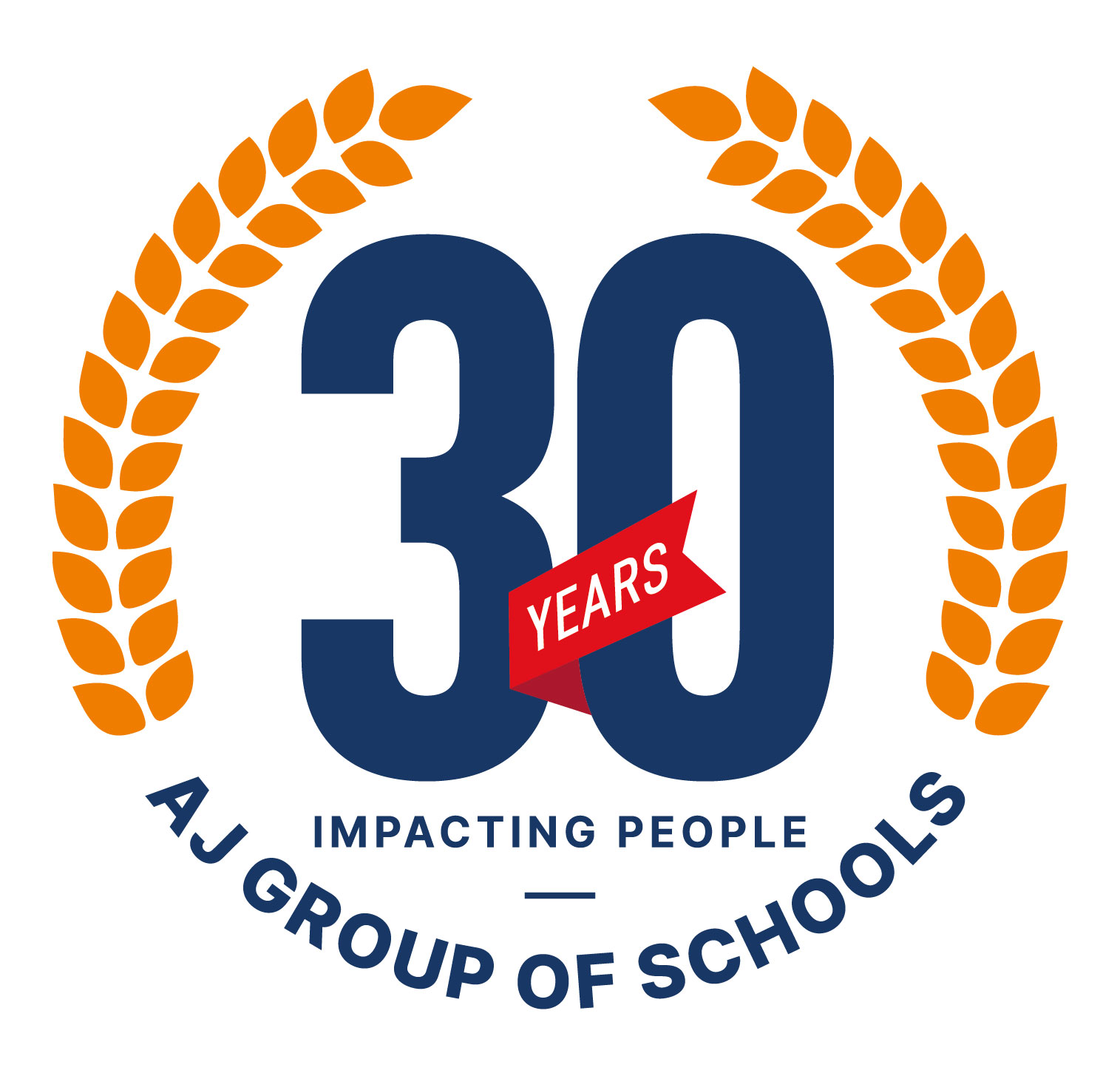 AJ Group of Schools 30 years anniversary logo