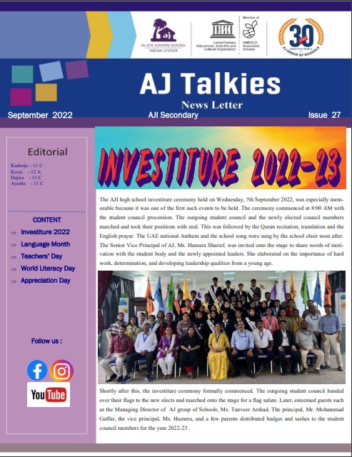 AJI Secondary newsletter Sep22 
