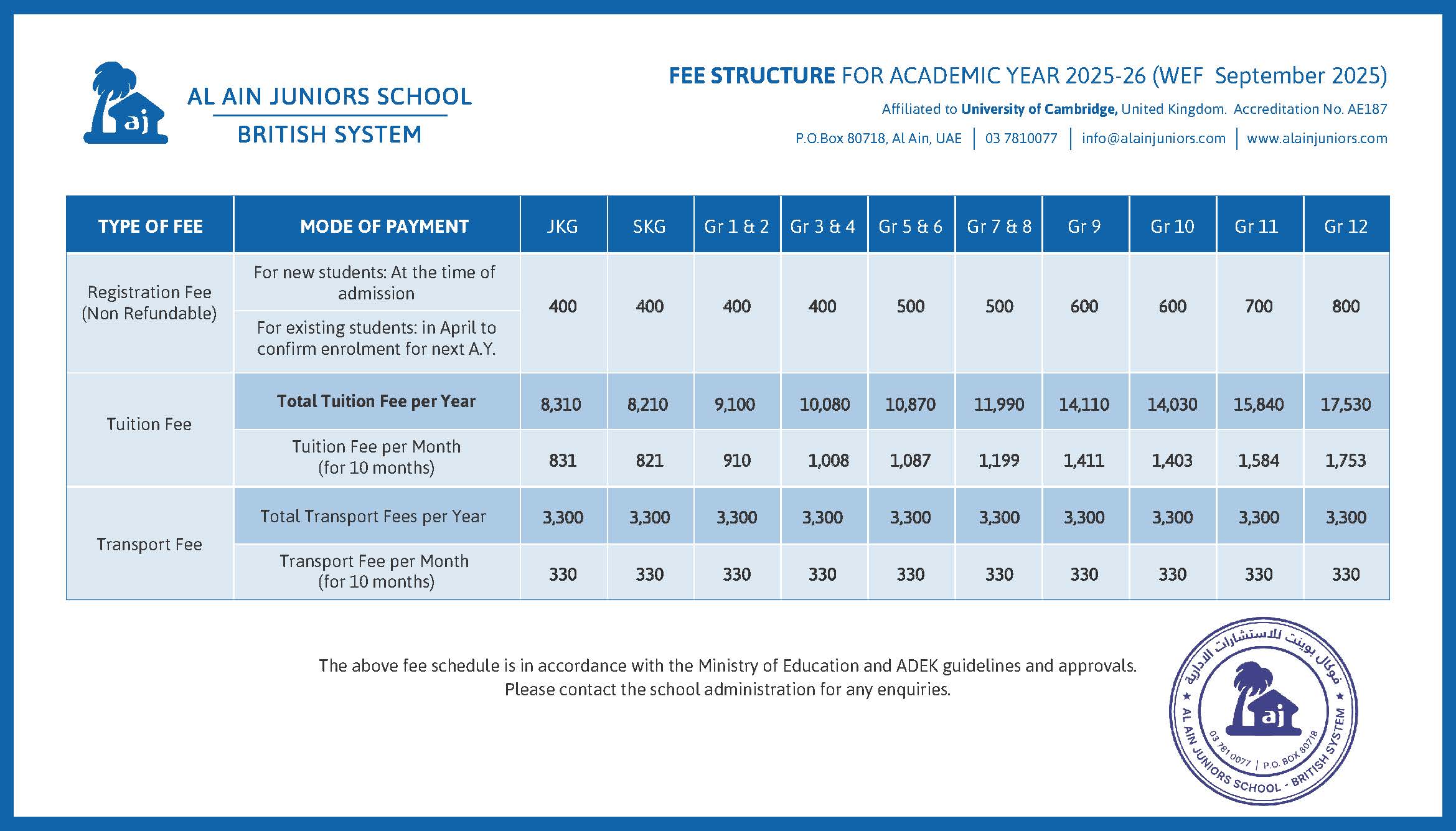 AJB fee Structure 2025-26