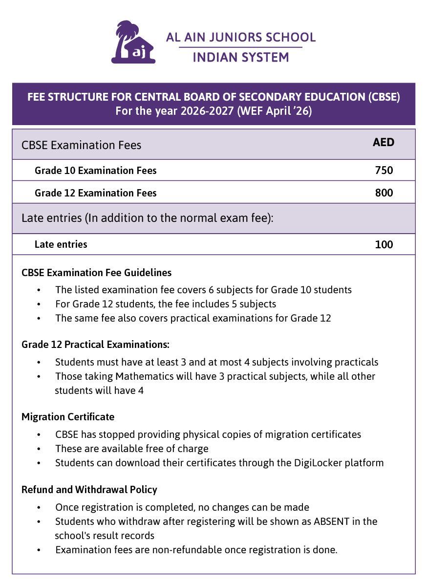 CBSE Examination Fees 2026 27