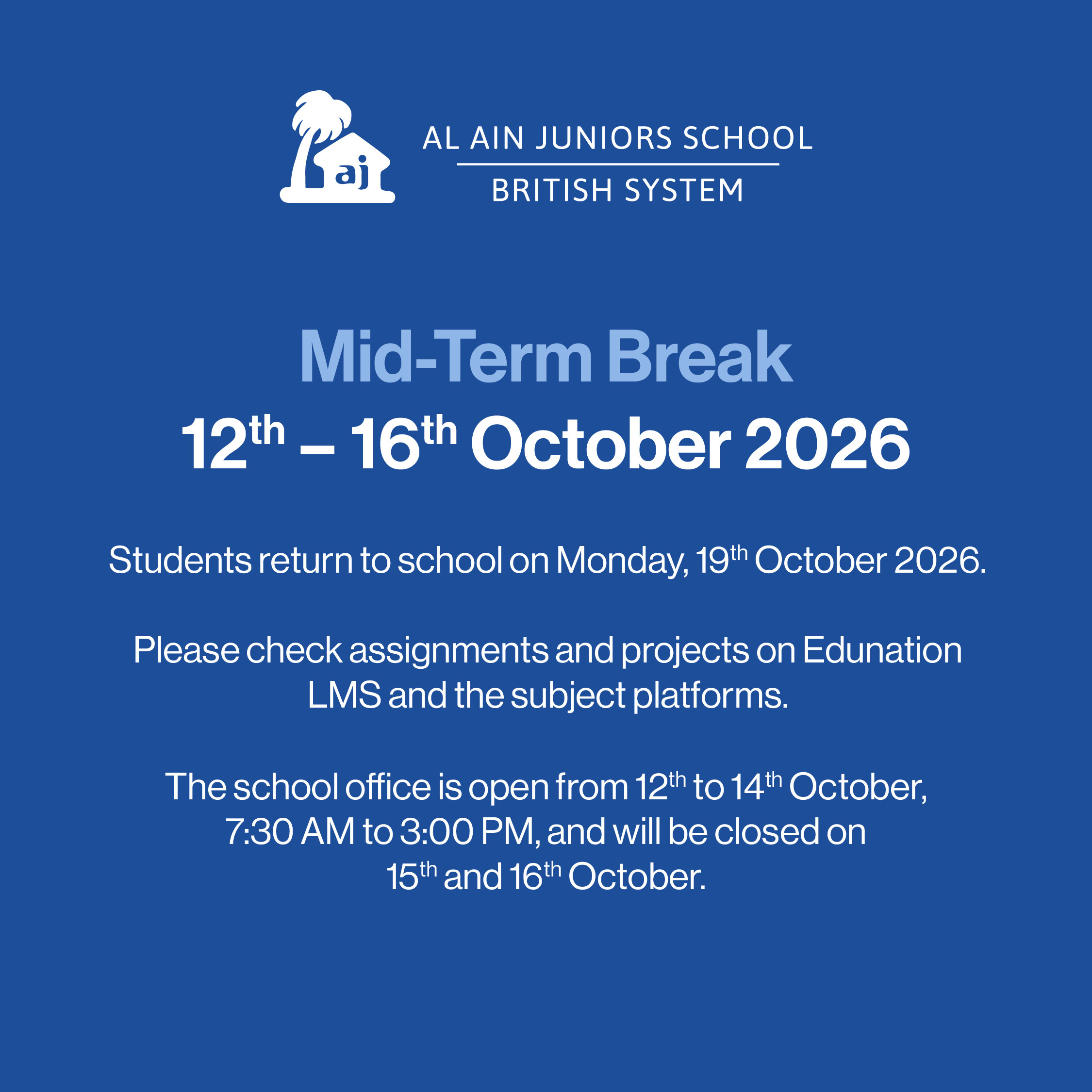 AJB Mid Term Break Popup